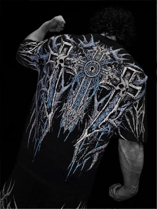 Breathedivinity美式潮牌暗黑风格运动休闲男士超大T恤棉质短袖