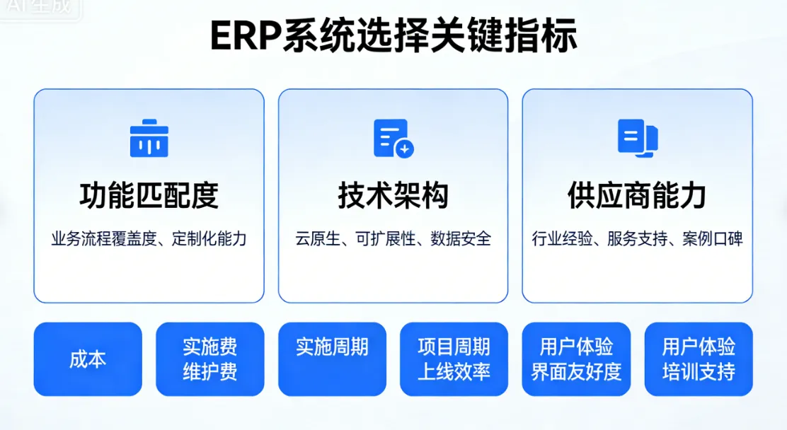 ERP系统选择时需要考虑的指标