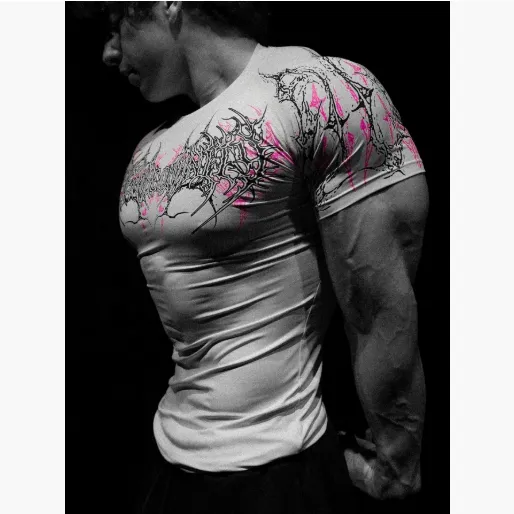 Breathedivinity 2025 男士健身衣 短袖运动健身速干紧身衣 适合