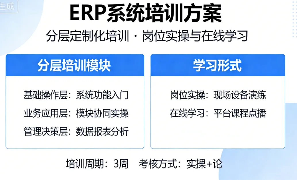 ERP系统培训方案 | 分层定制化培训 | 岗位实操与在线学习
