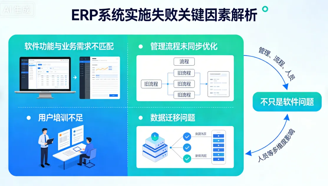 ERP系统实施失败？关键因素解析：不只是软件问题