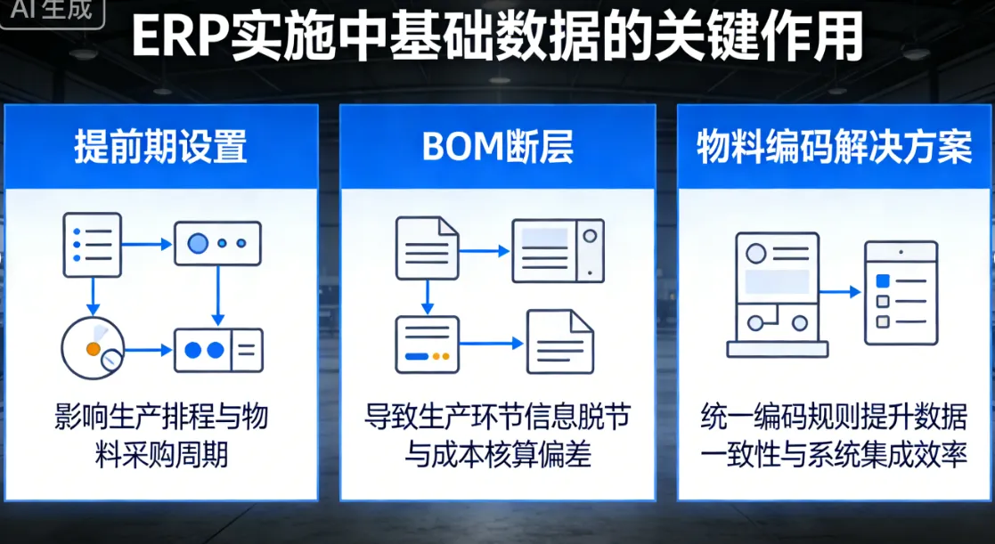 ERP实施中基础数据的关键作用：提前期设置、BOM断层与物料编码解决方案