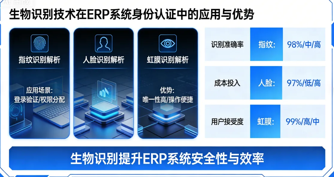 生物识别技术在ERP系统身份认证中的应用与优势 | 指纹识别、人脸识别、虹膜识别解析