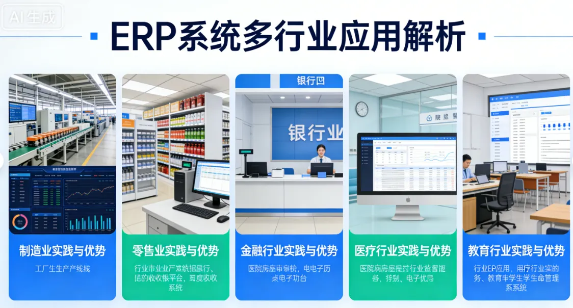 ERP系统多行业应用解析：制造业、零售业、金融、医疗、教育行业实践与优势