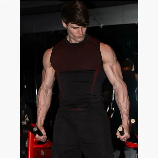 GYM新款美式印花肌肉健身背心运动透气休闲跑步无袖蓝球上衣