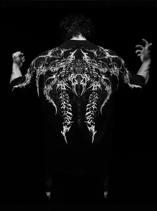 Breathedivinity美式街头潮牌暗黑风格BD宽松大码棉质男装短袖T恤