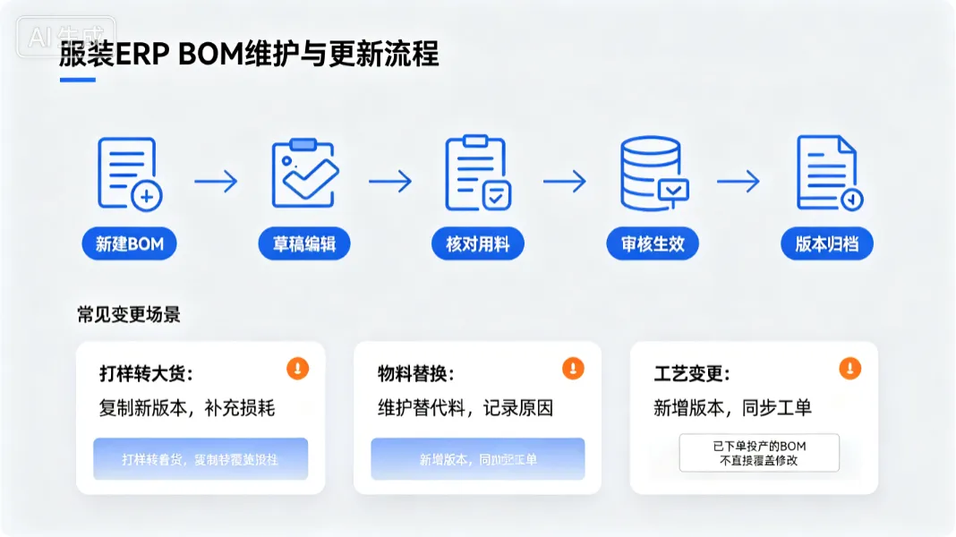 服装ERP系统BOM清单核心内容、维护规范及生产全流程应用