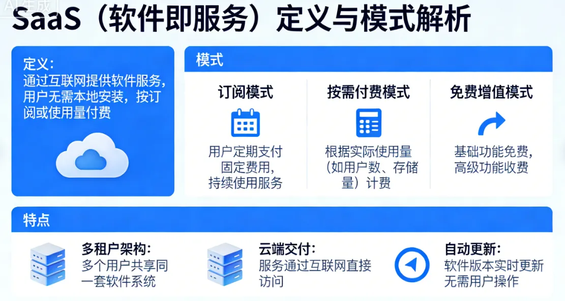 SaaS(软件即服务)定义与模式解析