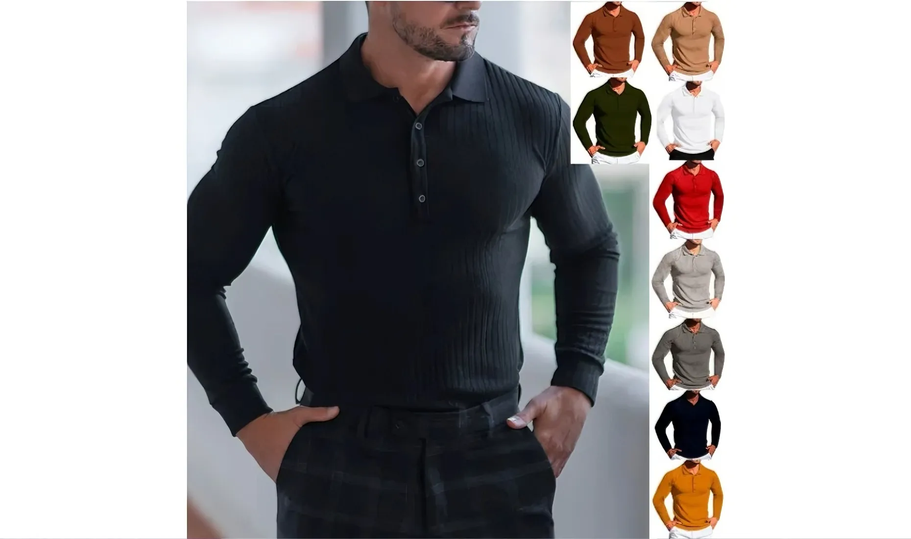 夏日男士必备！厉雄竖条立领 POLO 衫：弹力舒适 + 多色可选，跨境爆款现货