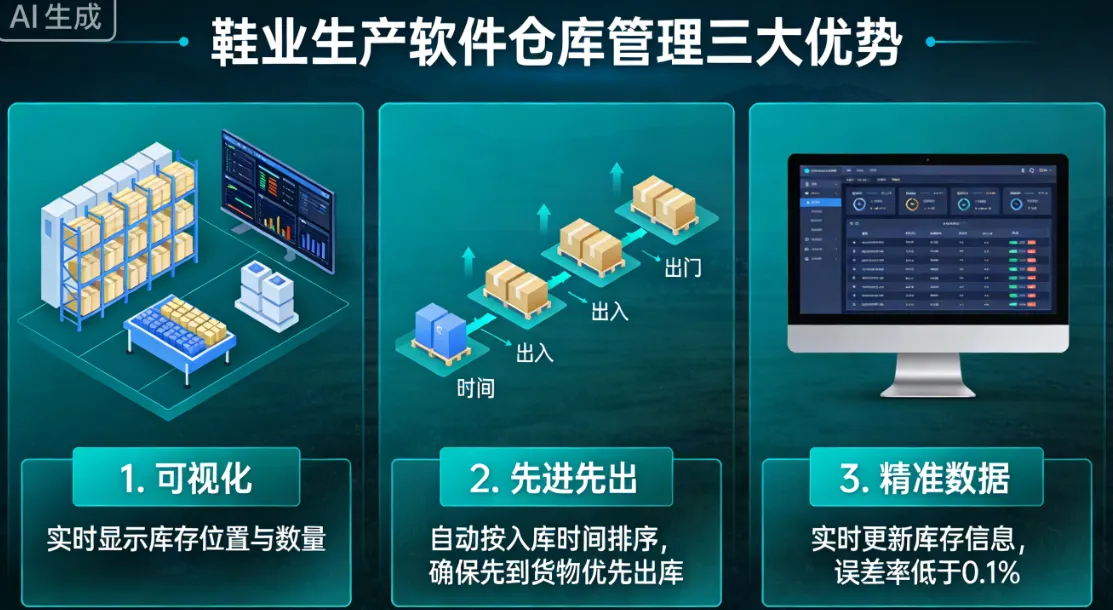 鞋业生产软件仓库管理三大优势：可视化、先进先出、精准数据
