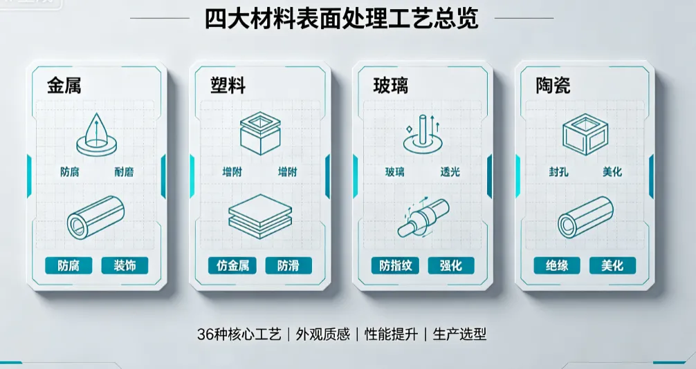 全覆盖解析:陶瓷、金属、塑料、玻璃四大材料36种表面处理工艺