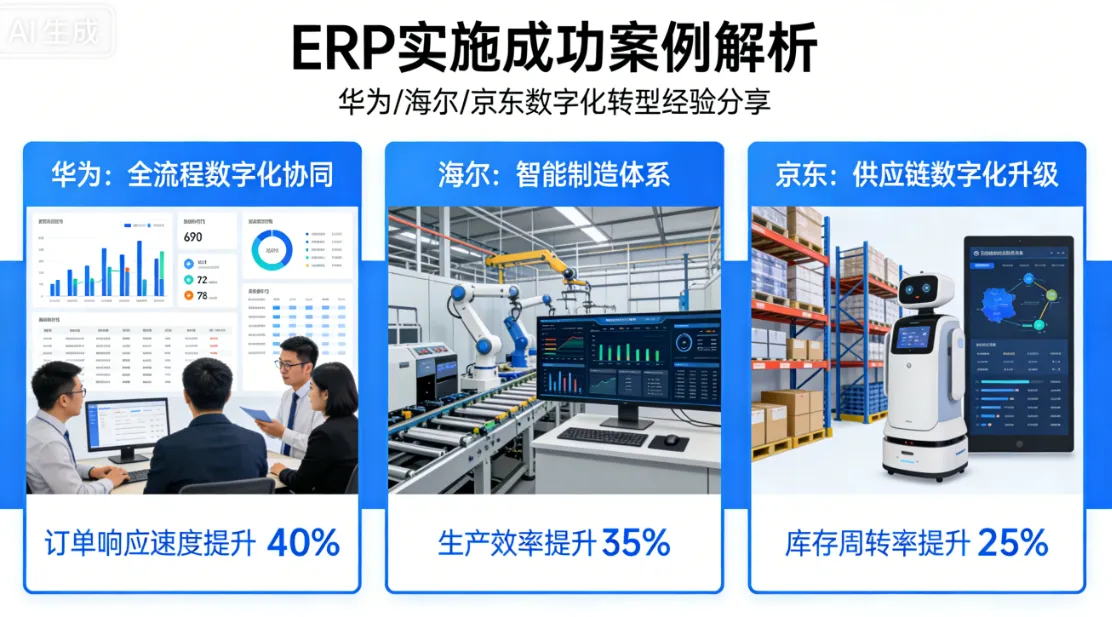 ERP实施成功案例解析：华为/海尔/京东数字化转型经验分享