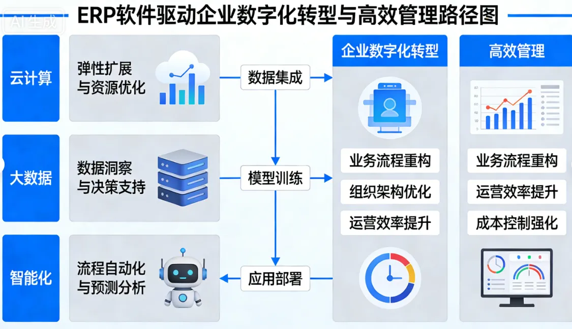 ERP软件如何通过云计算、大数据与智能化推动企业数字化转型与高效管理