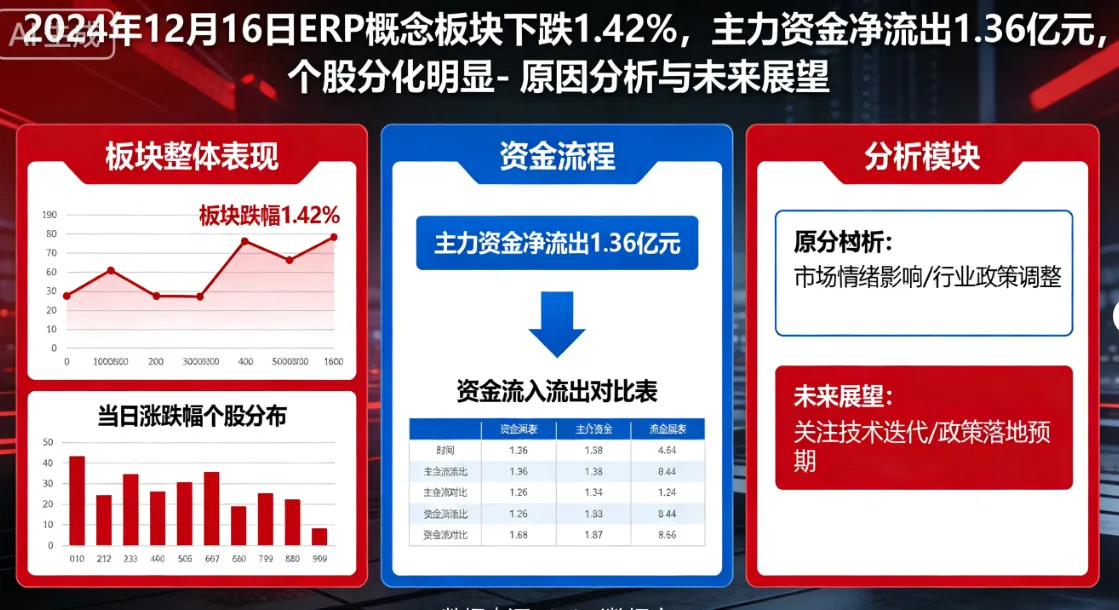 2024年12月16日ERP概念板块下跌1.42%，主力资金净流出1.36亿元，个股分化明显 - 原因分析与未来展望