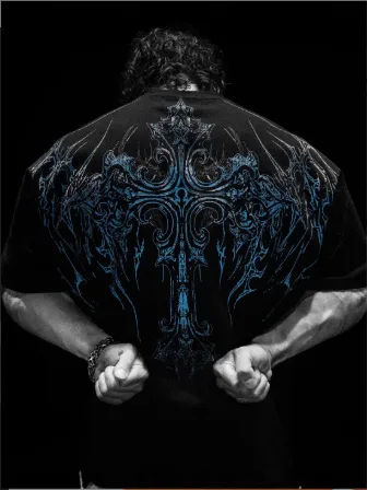 Breathedivinity美式潮牌暗黑风格运动休闲男士超大T恤棉质短袖