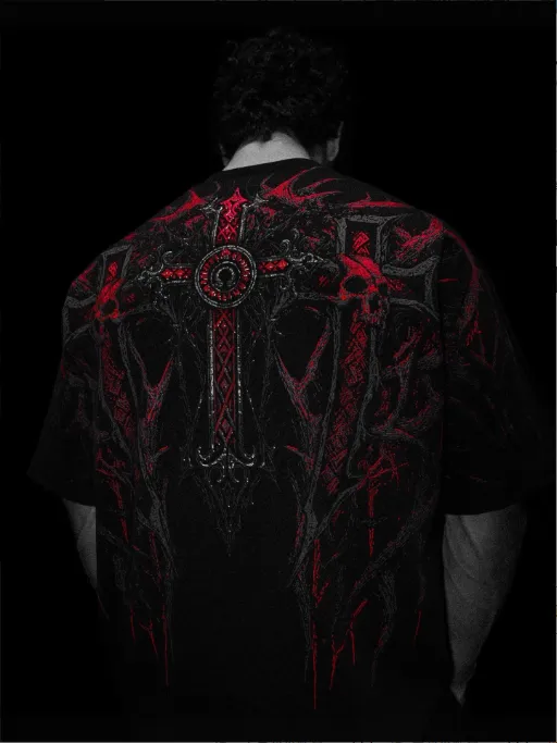 Breathedivinity美式潮牌暗黑风格运动休闲男士超大T恤棉质短袖