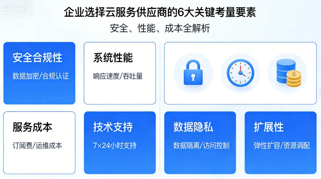 企业选择云服务供应商的6大关键考量要素 | 安全、性能、成本全解析