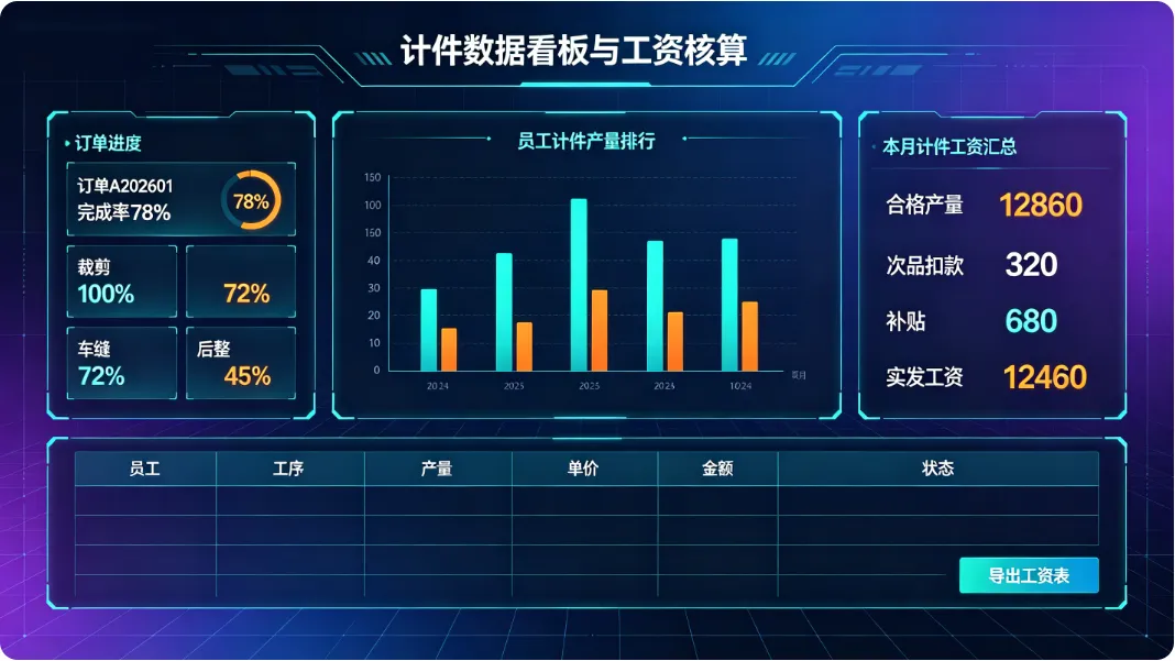 服装 ERP 计件模块：制衣工厂生产与薪酬数字化核心解决方案