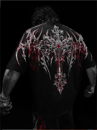 Breathedivinity美式潮牌暗黑风格运动休闲男士超大T恤棉质短袖