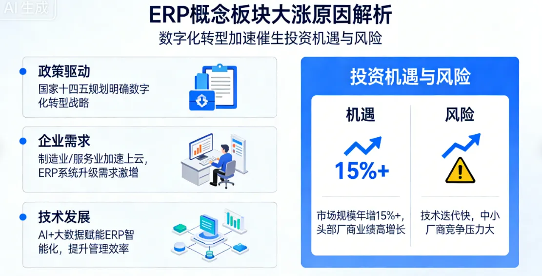 ERP概念板块大涨原因解析｜数字化转型加速催生投资机遇与风险