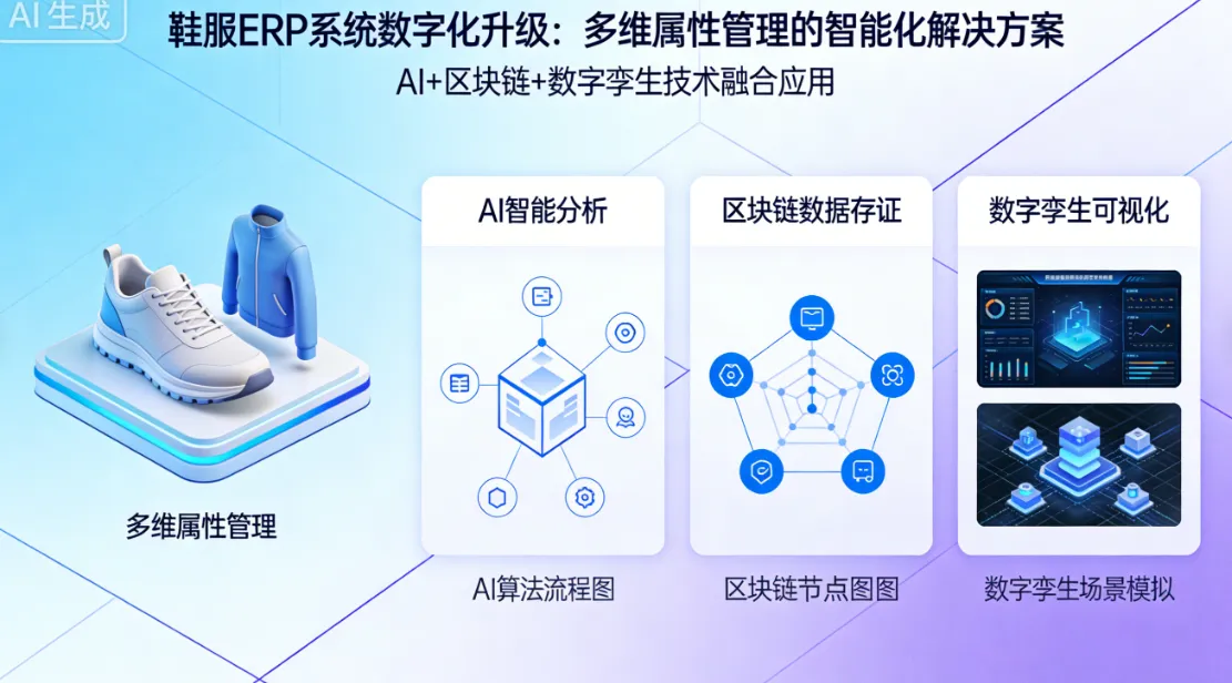 鞋服ERP系统数字化升级：多维属性管理的智能化解决方案（AI+区块链+数字孪生）