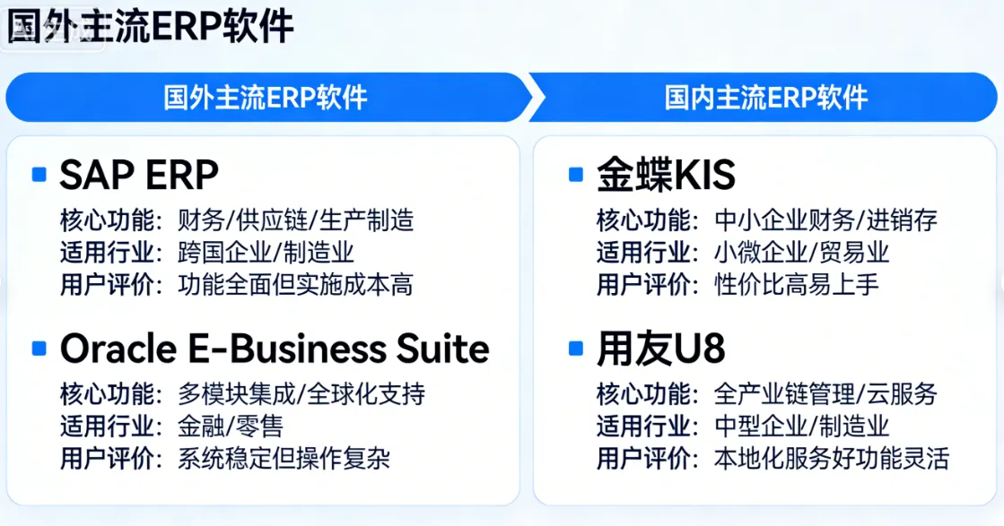 国内外主流 ERP 软件对比分析
