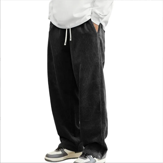 JIHELFR 高品质灯芯绒直筒阔腿裤子跨境秋冬季新款简约男式休闲裤