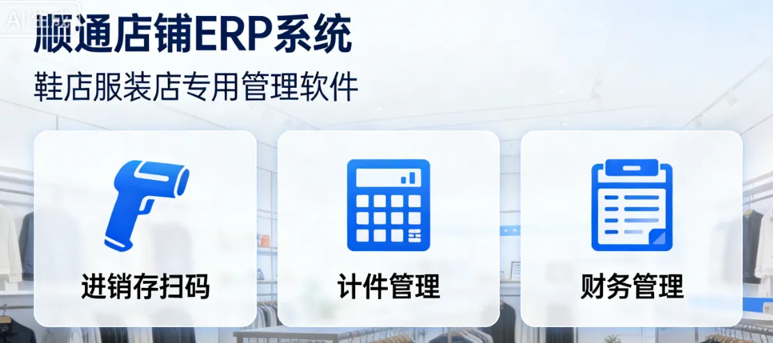 顺通店铺ERP系统 - 鞋店服装店专用管理软件 | 进销存扫码计件财务管理
