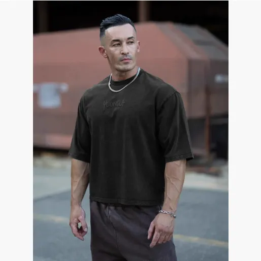 YOUNGAL新款健身衣教练运动t恤男高弹训练衣短袖健身服衣一件代发