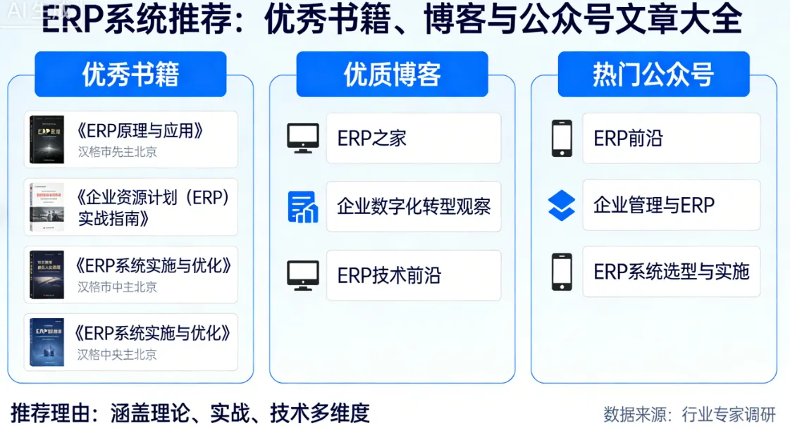 ERP系统推荐：优秀书籍、博客与公众号文章大全