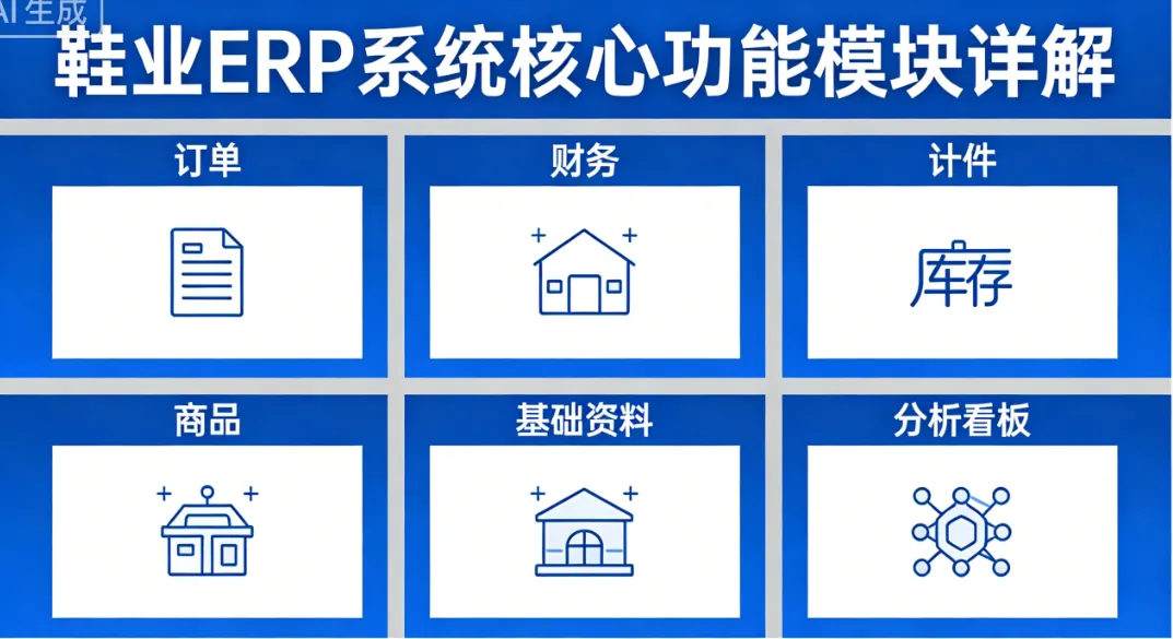 鞋业ERP系统核心功能模块详解：订单、财务、计件、库存、商品、基础资料与分析看板