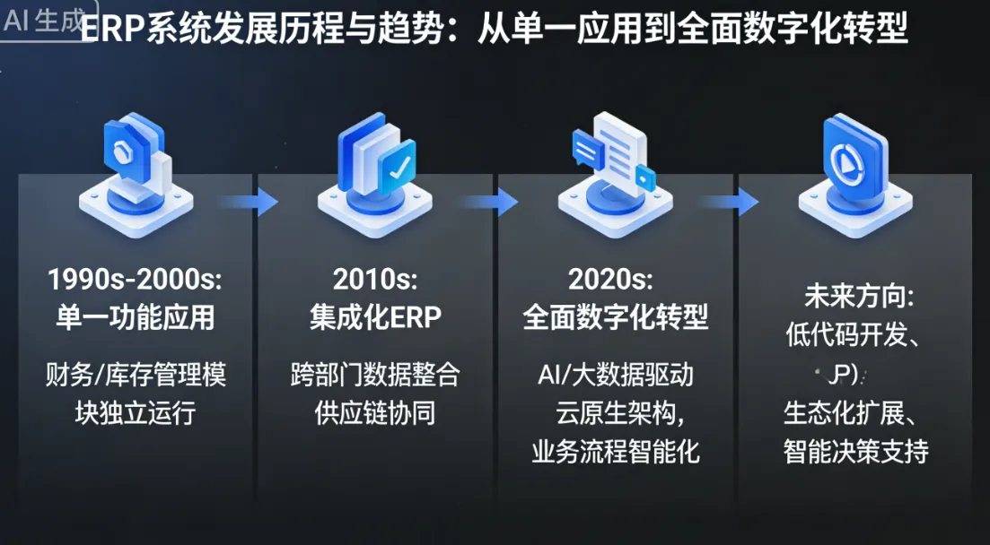 ERP 系统的发展历程和趋势：从单一应用到全面数字化转型