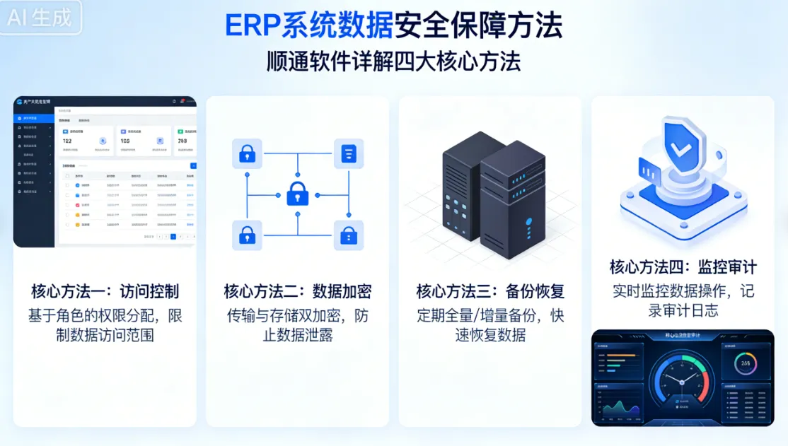 ERP系统数据安全如何保障？顺通软件详解四大核心方法