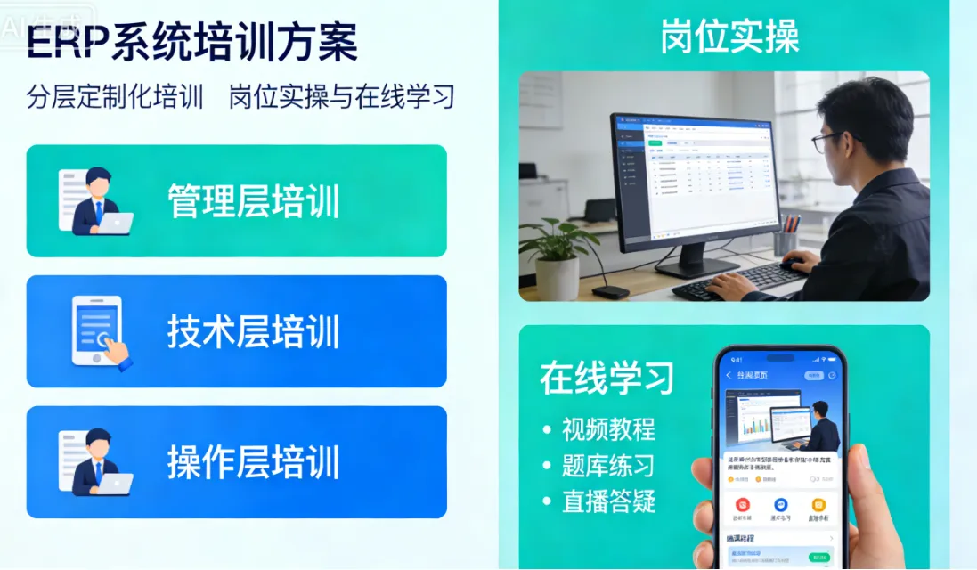 ERP系统培训方案 | 分层定制化培训 | 岗位实操与在线学习
