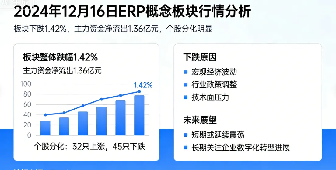 2024年12月16日ERP概念板块下跌1.42%，主力资金净流出1.36亿元，个股分化明显 - 原因分析与未来展望