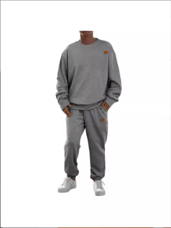 2024亚马逊跨境秋冬新款欧美男士运动休闲套装圆领提花针织衫套装