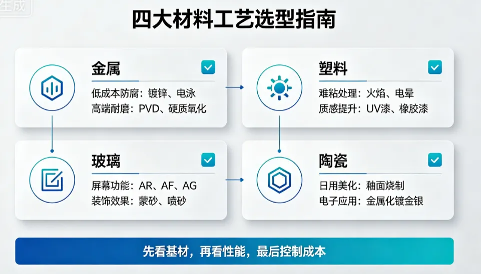 全覆盖解析:陶瓷、金属、塑料、玻璃四大材料36种表面处理工艺