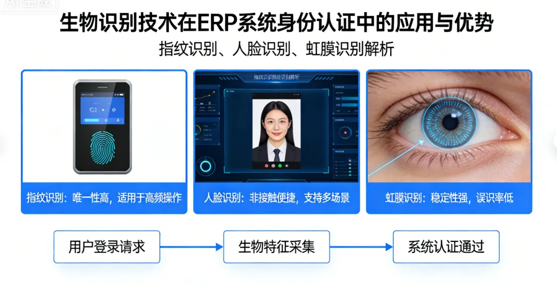 生物识别技术在ERP系统身份认证中的应用与优势 | 指纹识别、人脸识别、虹膜识别解析