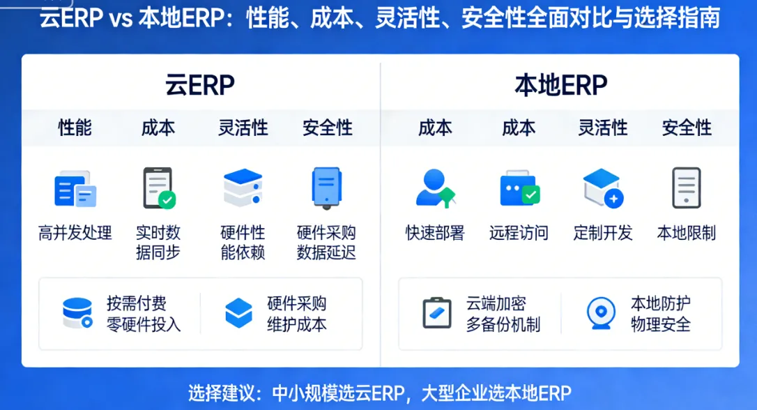 云ERP vs 本地ERP：性能、成本、灵活性、安全性全面对比与选择指南