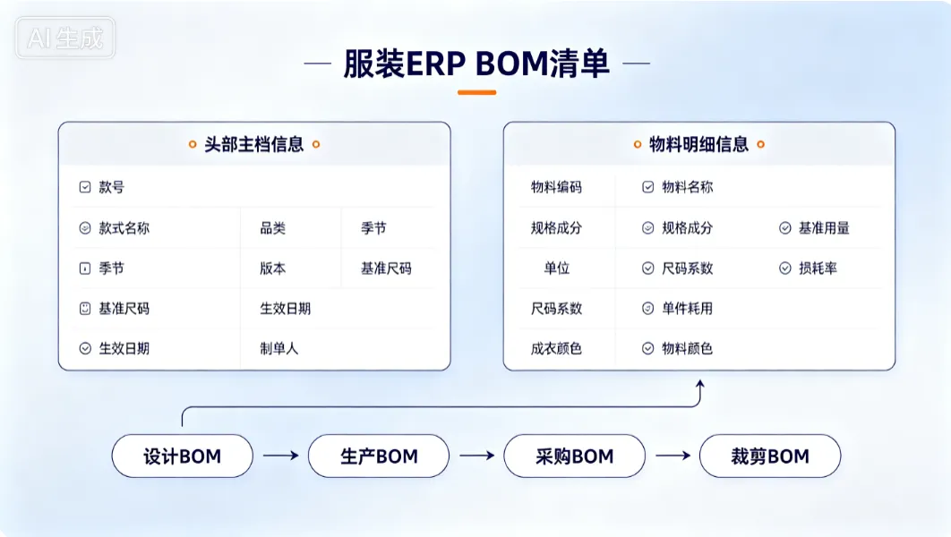 服装ERP系统BOM清单核心内容、维护规范及生产全流程应用