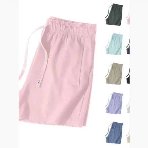 夏季新款情侣运动休闲短裤宽松透气沙滩裤高弹力冰丝男女速干短裤