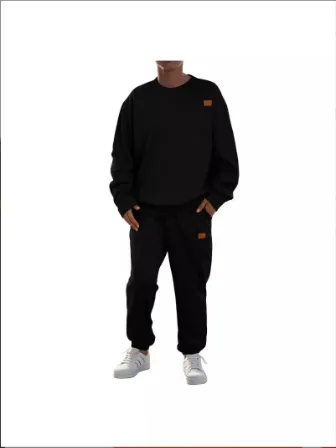 2024亚马逊跨境秋冬新款欧美男士运动休闲套装圆领提花针织衫套装