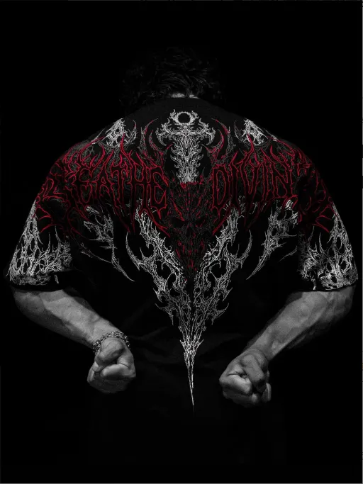 Breathedivinity美式街头潮牌暗黑风格BD宽松大码棉质男装短袖T恤