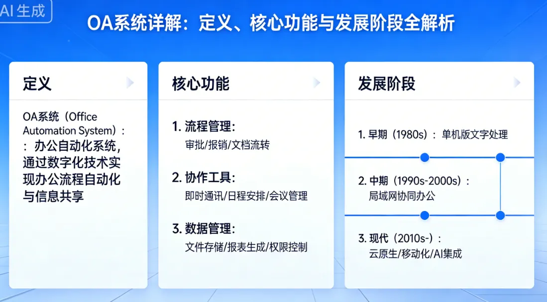 OA系统详解：定义、核心功能与发展阶段全解析