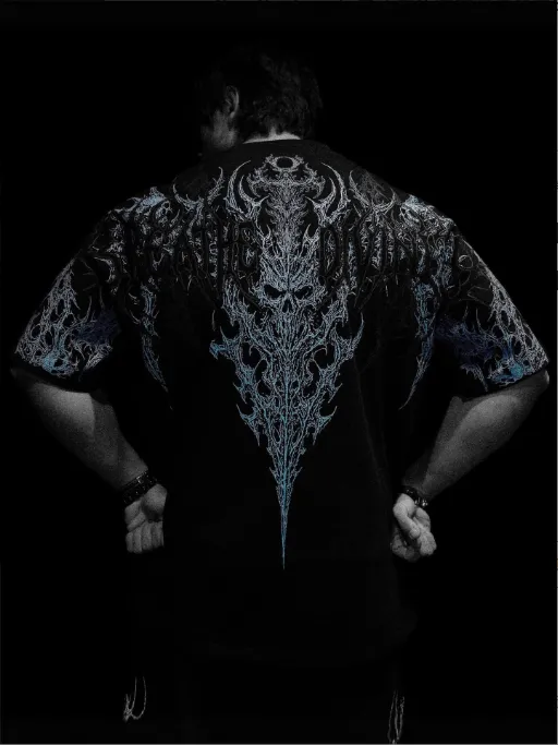 Breathedivinity美式街头潮牌暗黑风格BD宽松大码棉质男装短袖T恤