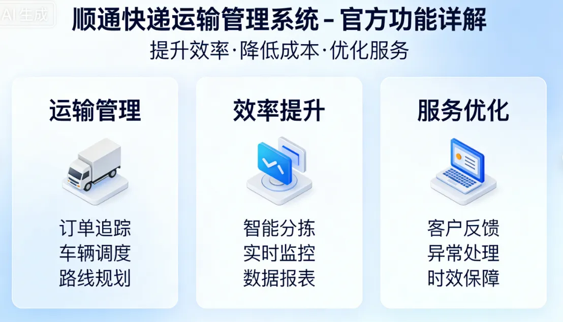 顺通快递运输管理系统 - 官方功能详解 | 提升效率·降低成本·优化服务