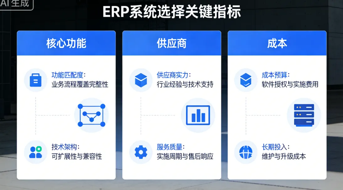 ERP系统选择时需要考虑的指标