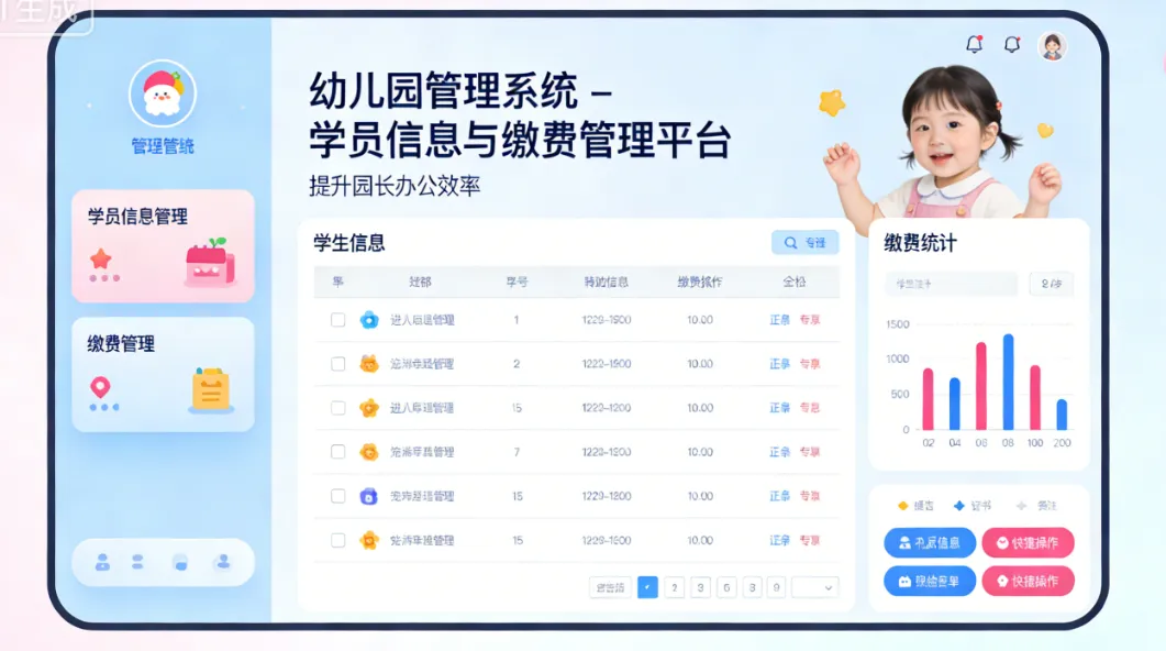 幼儿园管理系统 - 学员信息与缴费管理平台 | 提升园长办公效率
