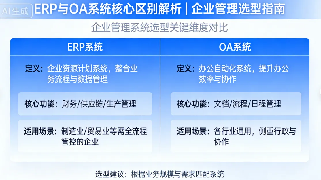 ERP与OA系统核心区别解析 | 企业管理选型指南