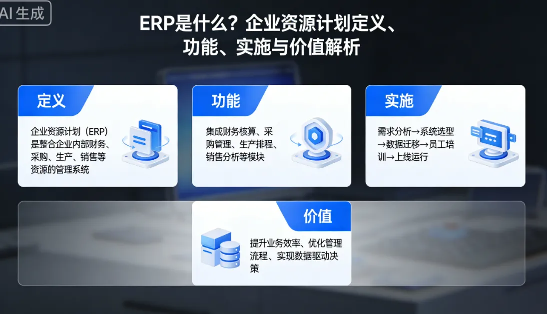 ERP是什么?企业资源计划定义、功能、实施与价值解析